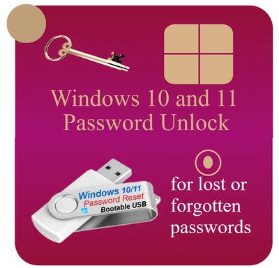 Windows 10 & 11 Laptop and PC Password Unlock Reset  Bootable USB Drive