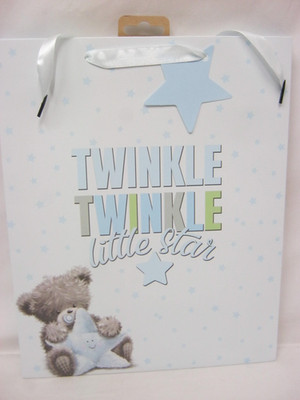 Twinkle Twinkle Little Star Geschenktüte groß 33 cm x 26,5 cm blau Baby Junge