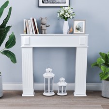 Classic Wooden Fireplace Surround Mantelshelf Storage Cabinet Shelves Unit Stand