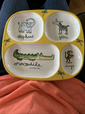 La Chaise Longue Melamine Baby Toddler Divided Plate Animals French Vocabulary