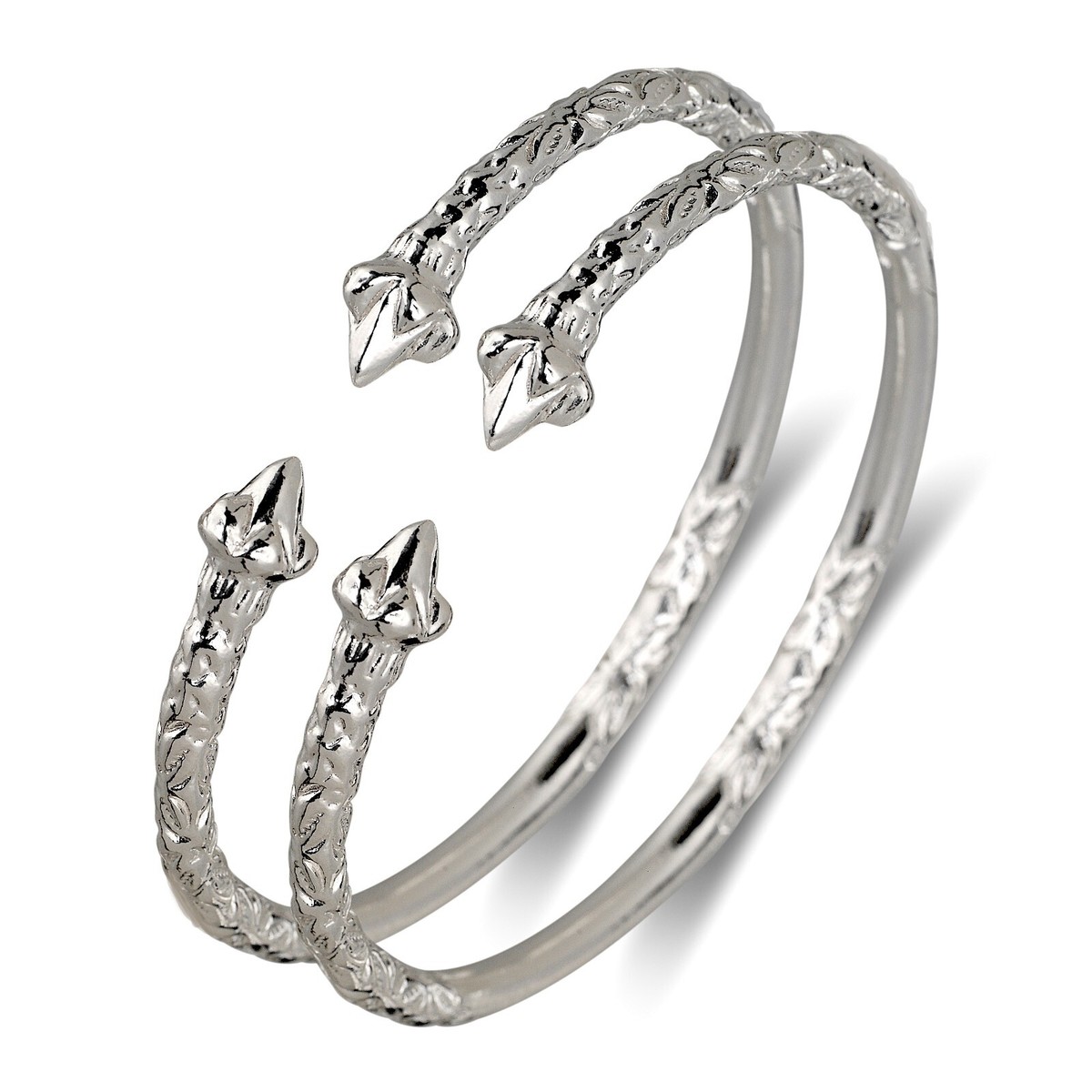 Pointy Ends Sterling Silver West Indian Bangles, pair UK