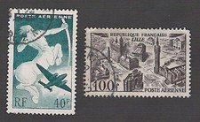 France 1946 Scott C18 + 1949 Scott C23 - Airmail 40 + 100 Francs - Used
