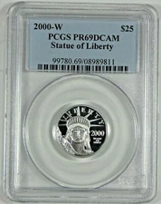2000-W $25 American Platinum Statue of Liberty PCGS PROOF 69 DEEP CAMEO