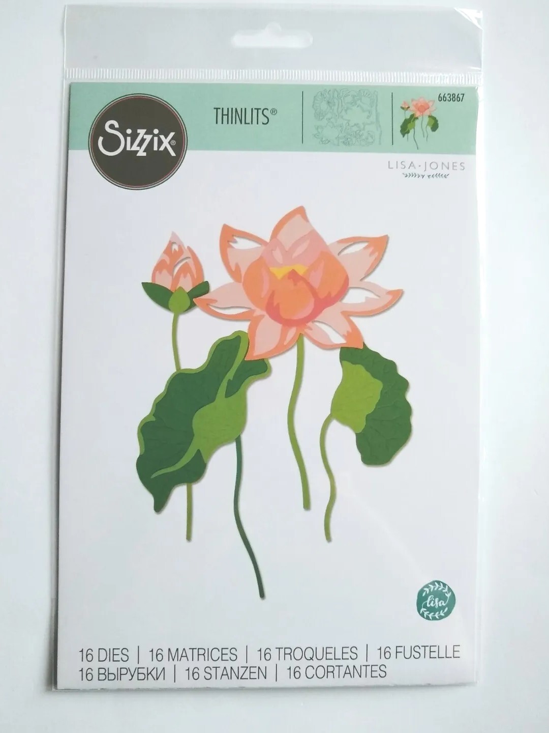 Sizzix Thinlits Layered Water Flower Die Set 663867  Florals 16 Dies Cardmaking