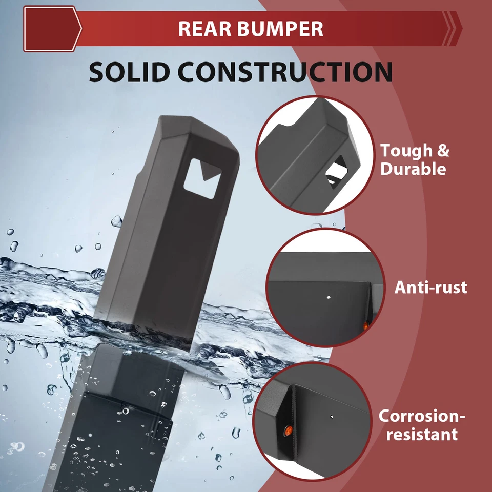 Black Steel Rear Bumper Assembly for Toyota Tacoma 1st gen 95-2004 Powder Coated - Imagem 3 de 4