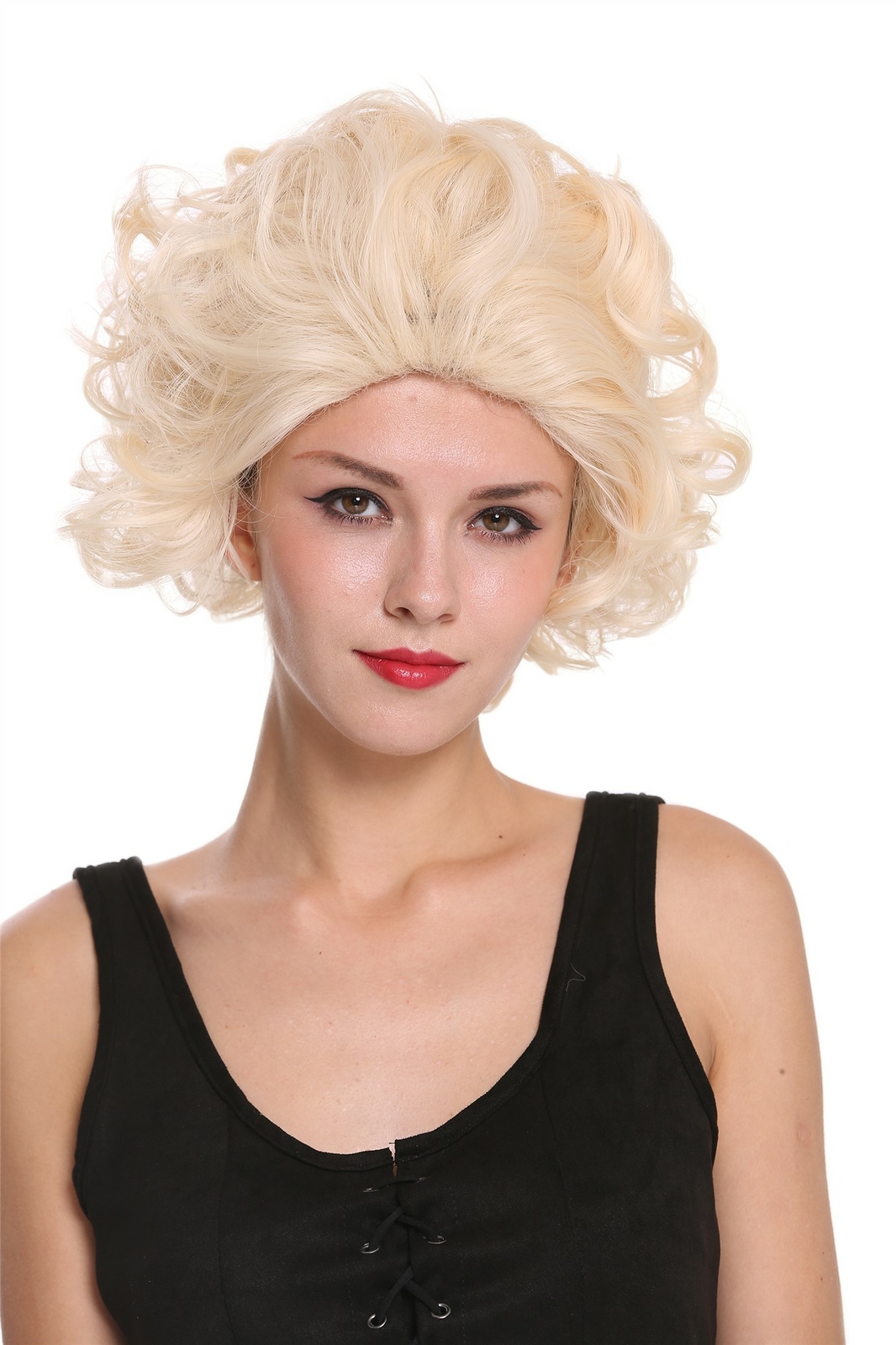 Women's short wig mane voluminous curly curls light blonde