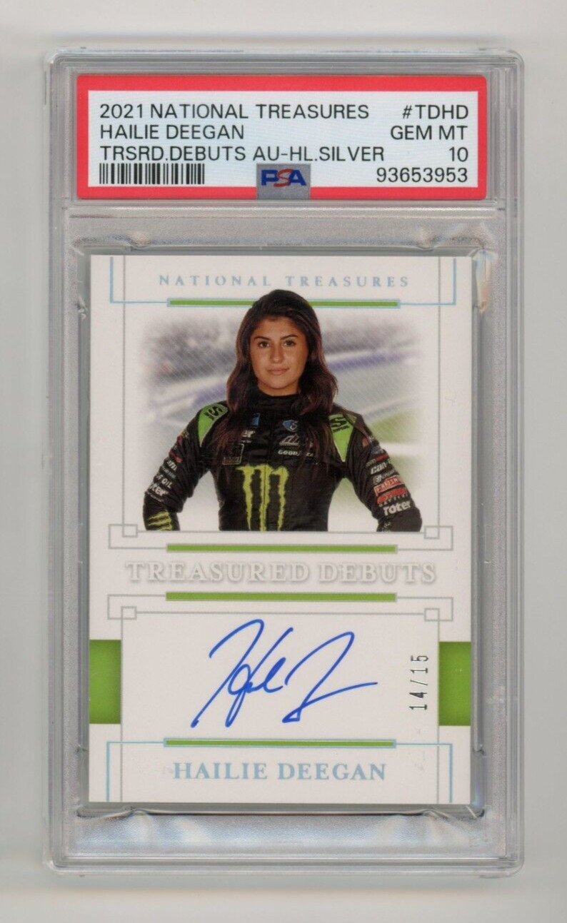 2021 Panini National Treasures Hailie Deegan Auto RC Debuts Autograph PSA 10