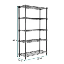 M MZG Shelves Adjustable Heavy Duty Storage Shelving Steel Organizer Rack Black
