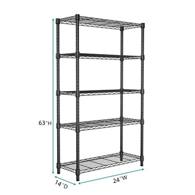 M MZG Shelves Adjustable Heavy Duty Storage Shelving Steel Organizer Rack Black