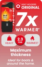 Heat Holders WARMEST Black Camellia Crew Socks Womens Size 5-9 Mens 4-8 2.3 TOG