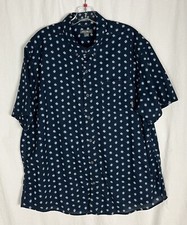 Eddie Bauer Classic Fit Blue Floral Short Sleeve Button Up Shirt Mens 2XL