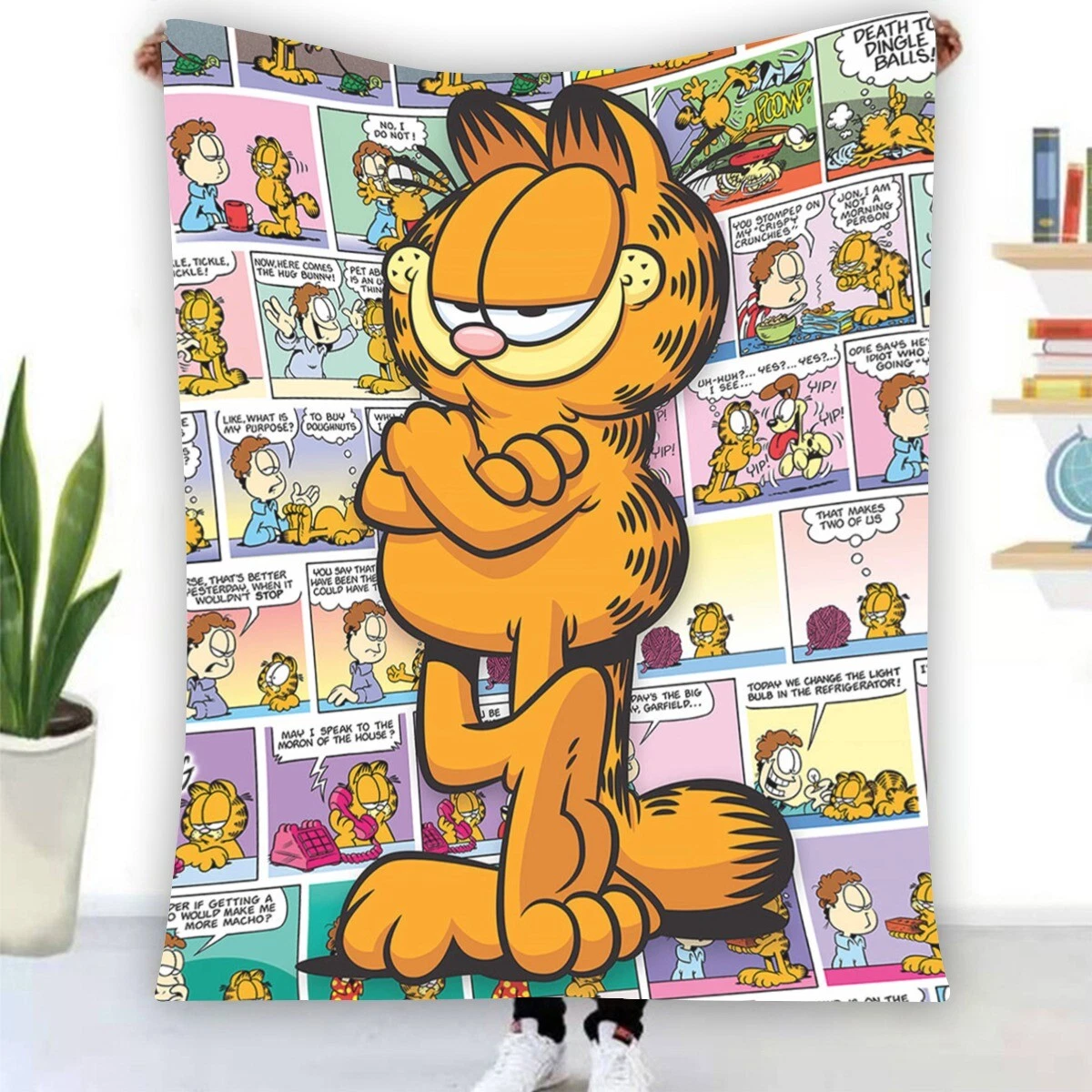 Garfield Cat Comic Strip Fleece Blanket, Birthday Gift