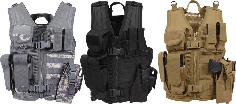 Kids Cross Draw Tactical Vest Camouflage Military MOLLE w/ Holster Pouches - Image 2 of 2