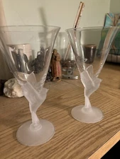 2 Sasaki Crystal Wine Flutes