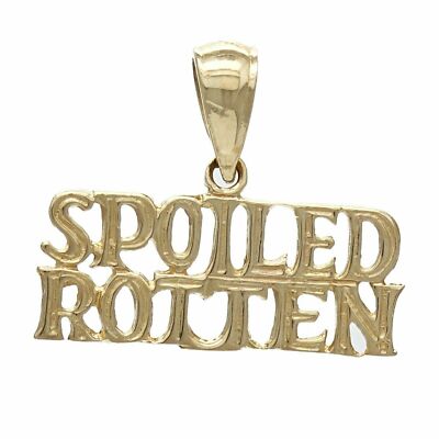 14k Yellow Gold SPOILED ROTTEN Pendant Words Charm 1 gram