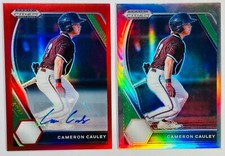 2021 Panini Prizm Draft CAMERON CAULEY AUTO Red /50 SIlver RC RANGERS 2 Card