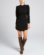 A.L.C "Little Black Dress" Jane Draped Crepe Puff Shoulders Ruched Dress NWT 00