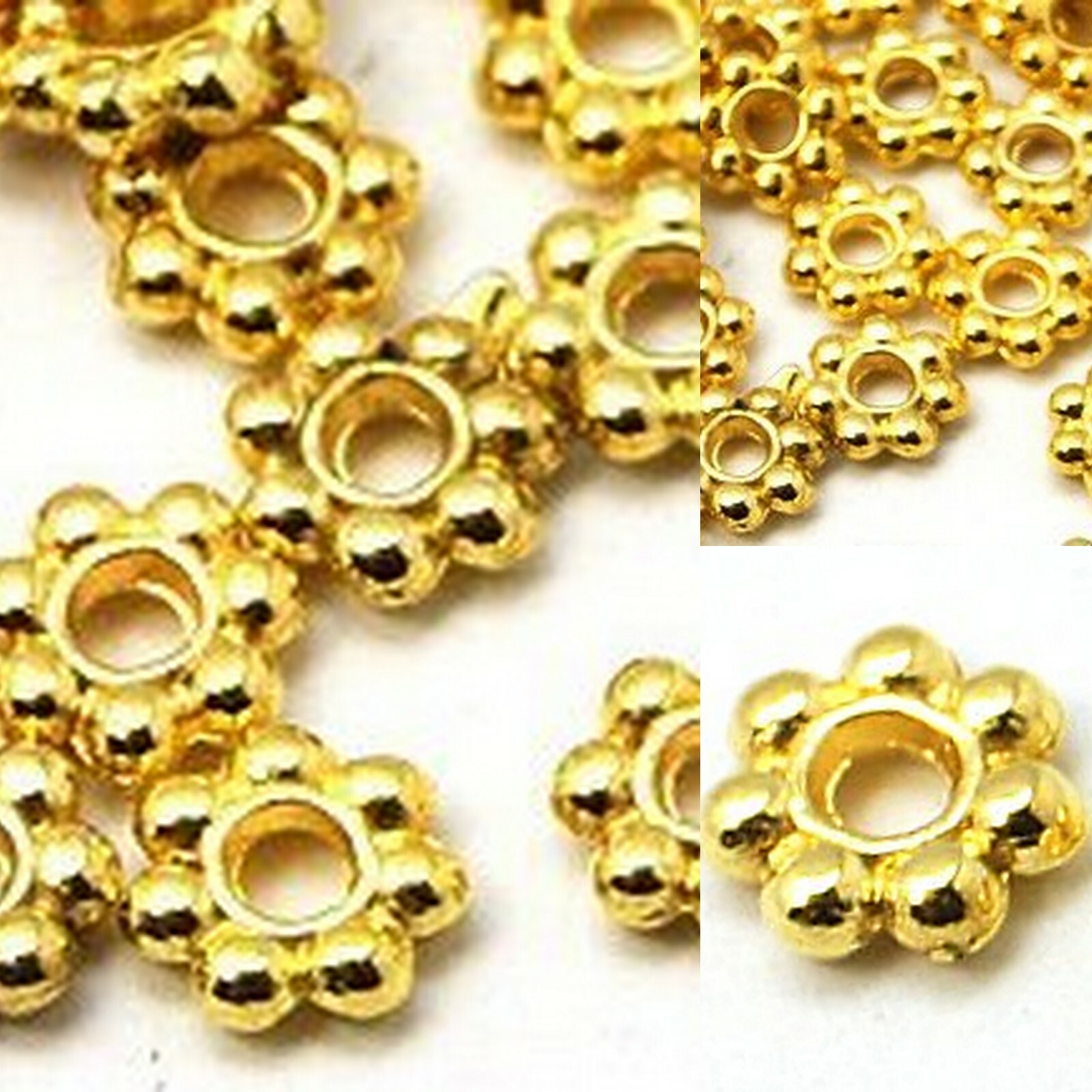 6mm Gold Daisy Spacer Bali Shiny Plated Flower Beads Jewelry Bead