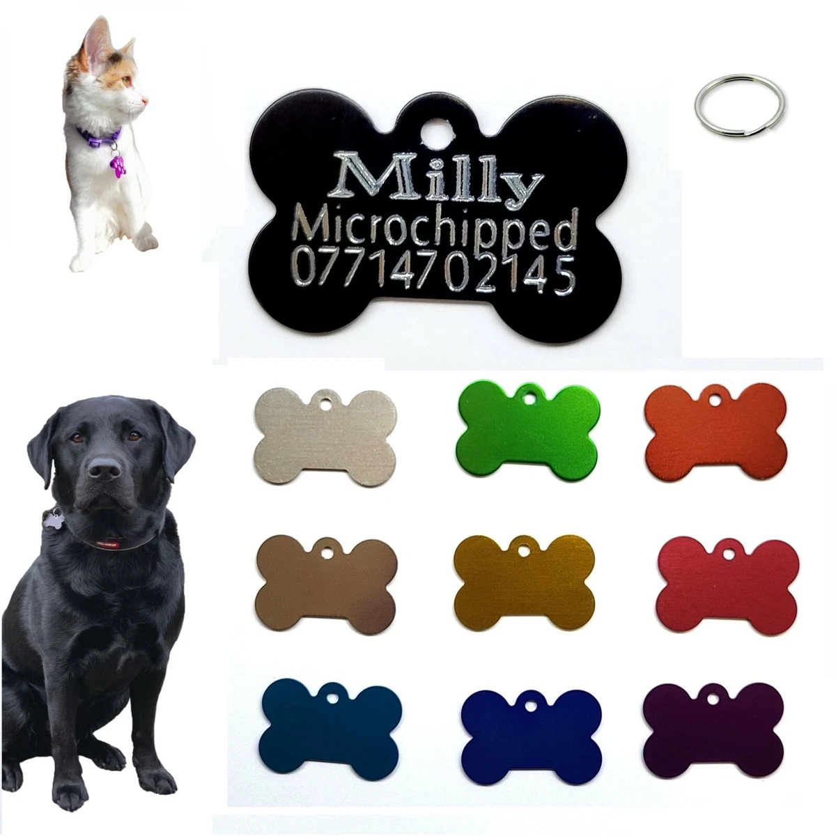 Dog Tag Personalised Engraved ID Pet Tags Cat Identification Collar Name Tag