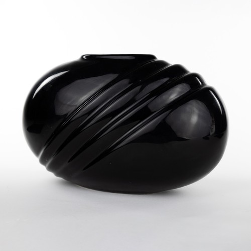 Vintage Art Deco Vase - schwarz, anthrazitgrau, um 1980, Boho - Bild 2 von 4