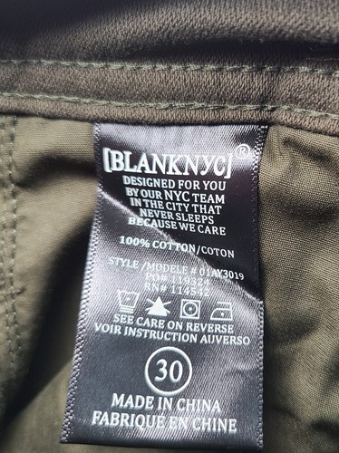 Blank NYC Olive Green Pleated Pants w/ Tie Waist Women's Size 30 NWT 100% Cotton - Picture 5 of 8