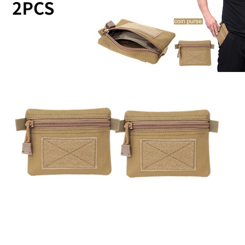 2 pcs EDC Pouches Wallet Portable Waist Bag Coin Storage Bags for Outdoor Tan - Afbeelding 1 van 8