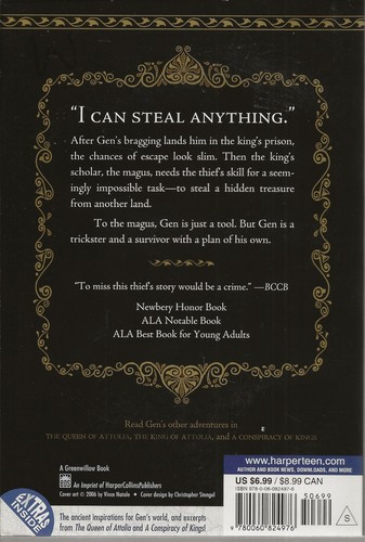 The Thief (The Queen's Thief, Book 1) by Turner, Megan Whalen (2005 Greenwillow) - Picture 2 of 2