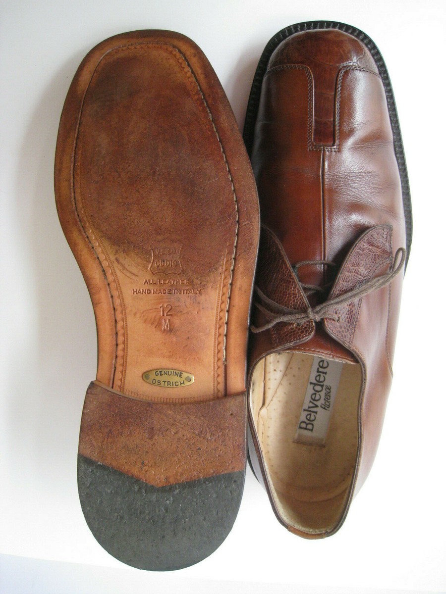 Belvedere Florence Brown Ostrich Leather Men\'s Oxfords Size 13 s-l400.jpg main image 4