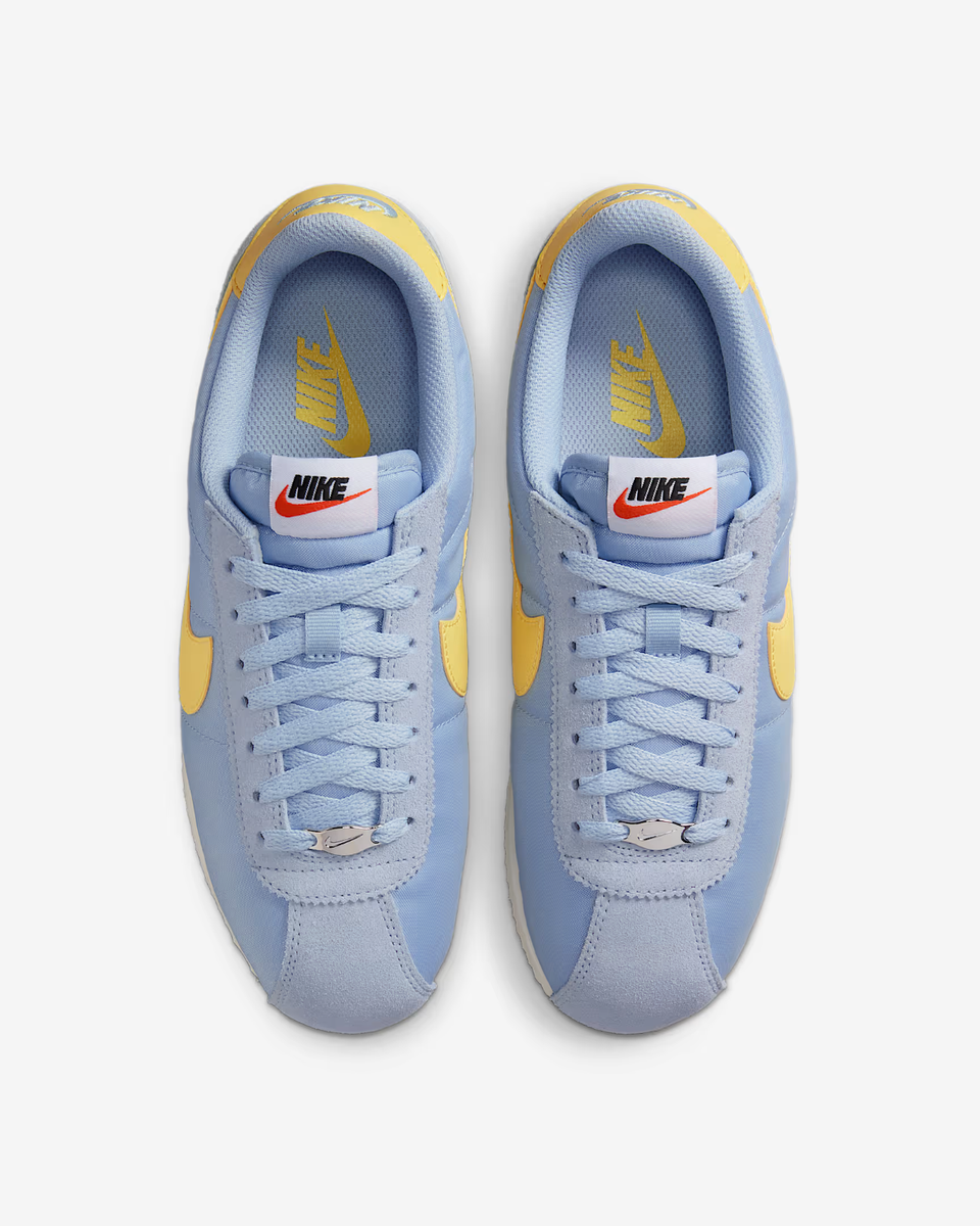 ★Nike★ Cortez Textile W Light Armor Blue Sail Safety Orang Nike Cortez Textile Older Kids' Shoes. Nike CA