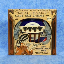 1950s DAVEY CROCKETT Dart Gun TARGET SET by Knickerbocker MINT IN BOX