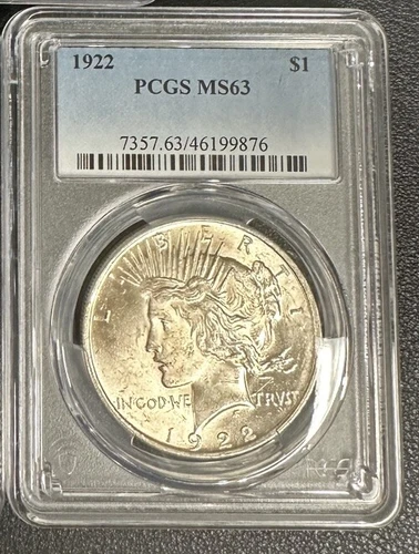 1922 And 23 Peace Silver Dollar PCGS MS63 X8