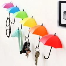 6Pcs Colorful Umbrella Wall Hooks – Decorative Key Holders for Home Office Decor
