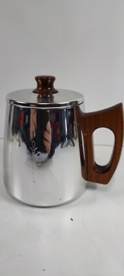 SONA J122 Chrom Aluminium Kaffee-/Wasserkanne - Teakholzgriffe - 16 cm hoch