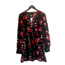 NWT Urban Outfitters UO Michelle Plunging Long Sleeve Floral Mini Dress, Medium