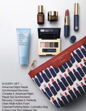 ESTEE LAUDER 7pc Makeup Skin Care Gift Bag Eyeshadow Lipstick Mascara 135 GWP