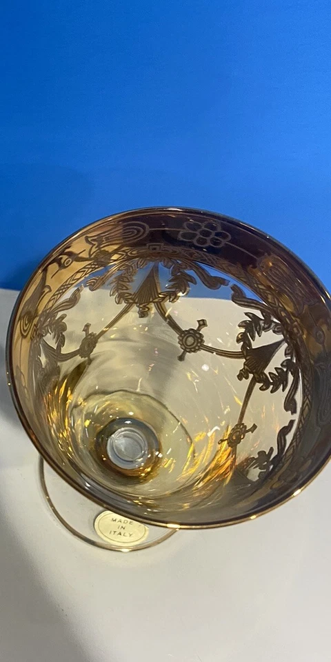 Cálice de água vintage descontinuado Medici soprado à mão ouro 24k por Arte Italica - Imagem 3 de 3