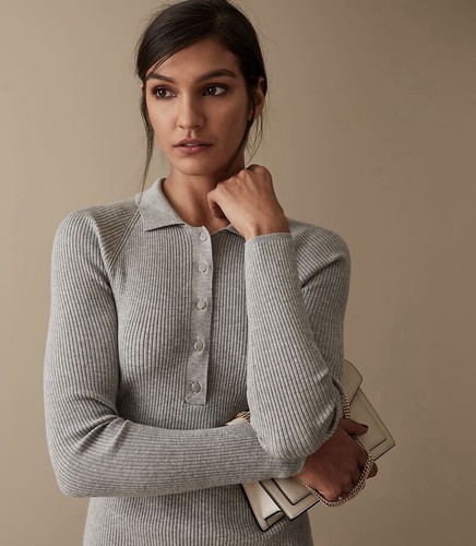 Reiss Grey Louise Button Collar Knitted Dress Size UK S SMALL 8 10 £185.00 💫✨ - Picture 3 of 15