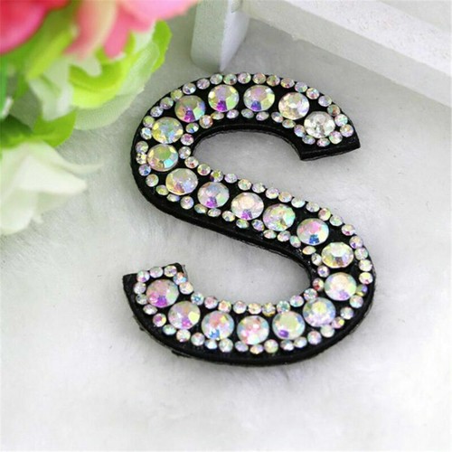 A-Z Letter Rhinestone Patch Iron-on Patches Garment Applique Clothing Stickers - Picture 28 of 35