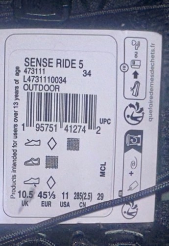 SALOMON Sense Ride 5 Black Green Grey Trail Running Training Shoes Mens 10.5 11 - Picture 11 of 13