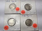 1913 Type 2  & Type 1 Buffalo Nickel  E Fine  Lot of 4