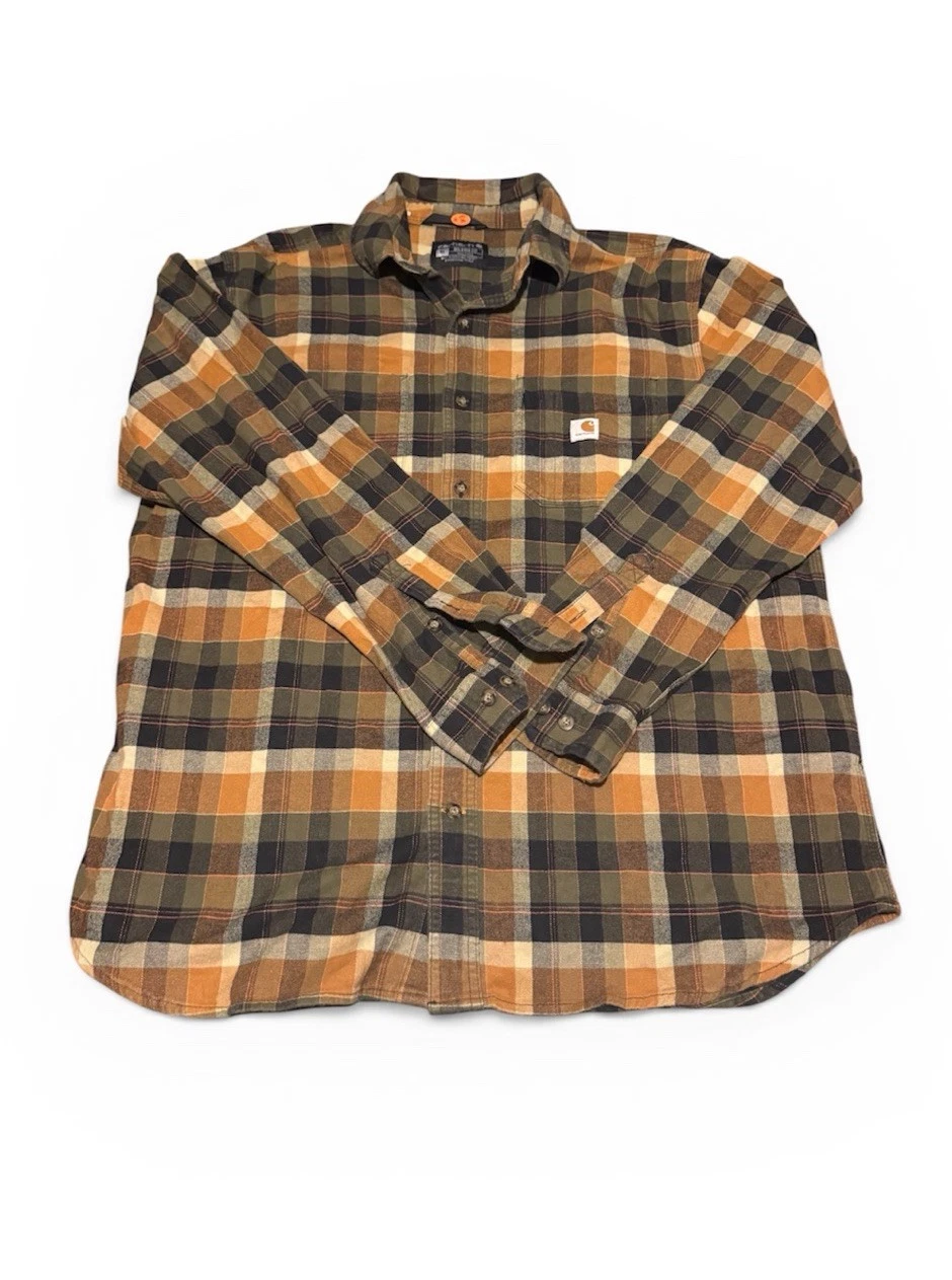 Carhartt Flannel Shirt Mens Size XL Plaid Rugged LS Relaxed Fit Workwear Warm