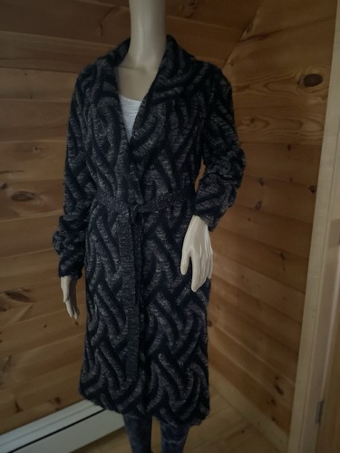 $3890  MISSONI  Sweater-Coat in Black, Gray & Blue Size Small I38