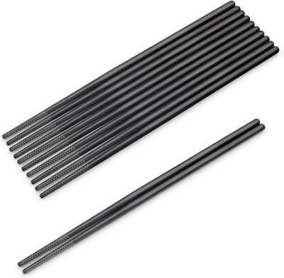 SHARECOOK Stainless Steel Chopsticks, 9.45 Inches, Reusable (5 Pairs, Black)