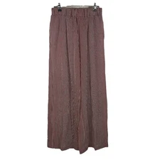 GIGIO Flare Wide Leg Elastic Waist Pants Side Pocket Maroon Striped Gaucho NWT