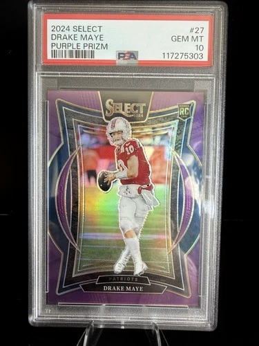 2024 Panini Select Drake Maye Purple Prizm RC Rookie /75 Patriots PSA 10 🔥🔥