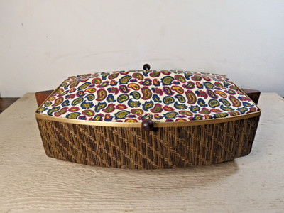 Vintage MCM Salton Hot Tray Electric Bread Roll Warmer Cloth Lid Paisley