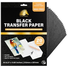 MyArtscape Graphite Transfer Paper, 20 Black Sheets - Wax Free - Erasable - S...
