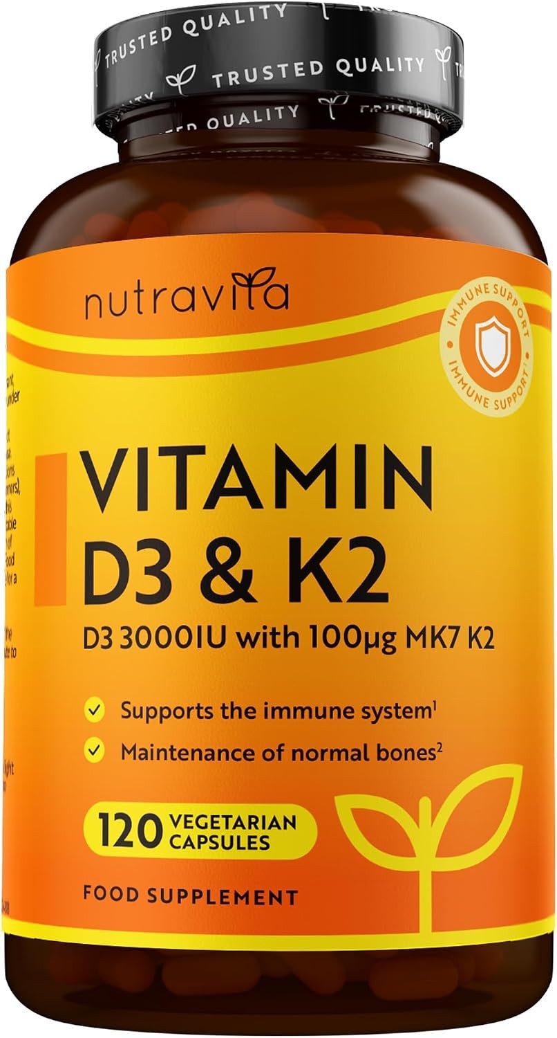Vitamin D3 3000iu & K2 100mcg MK7 120 Vegetarian Capsules Bones Muscles Teeth - Image 4