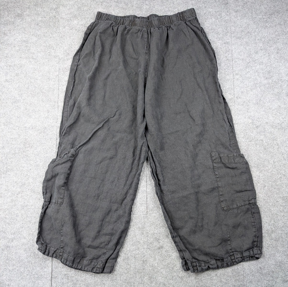 Bryn Walker Linen Casbah Pants Womens Large Black Lagenlook Coastal Relaxed