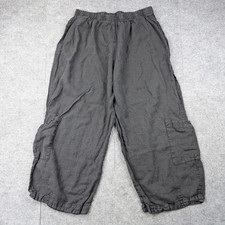 Bryn Walker Linen Casbah Pants Womens Large Black Lagenlook Coastal Relaxed